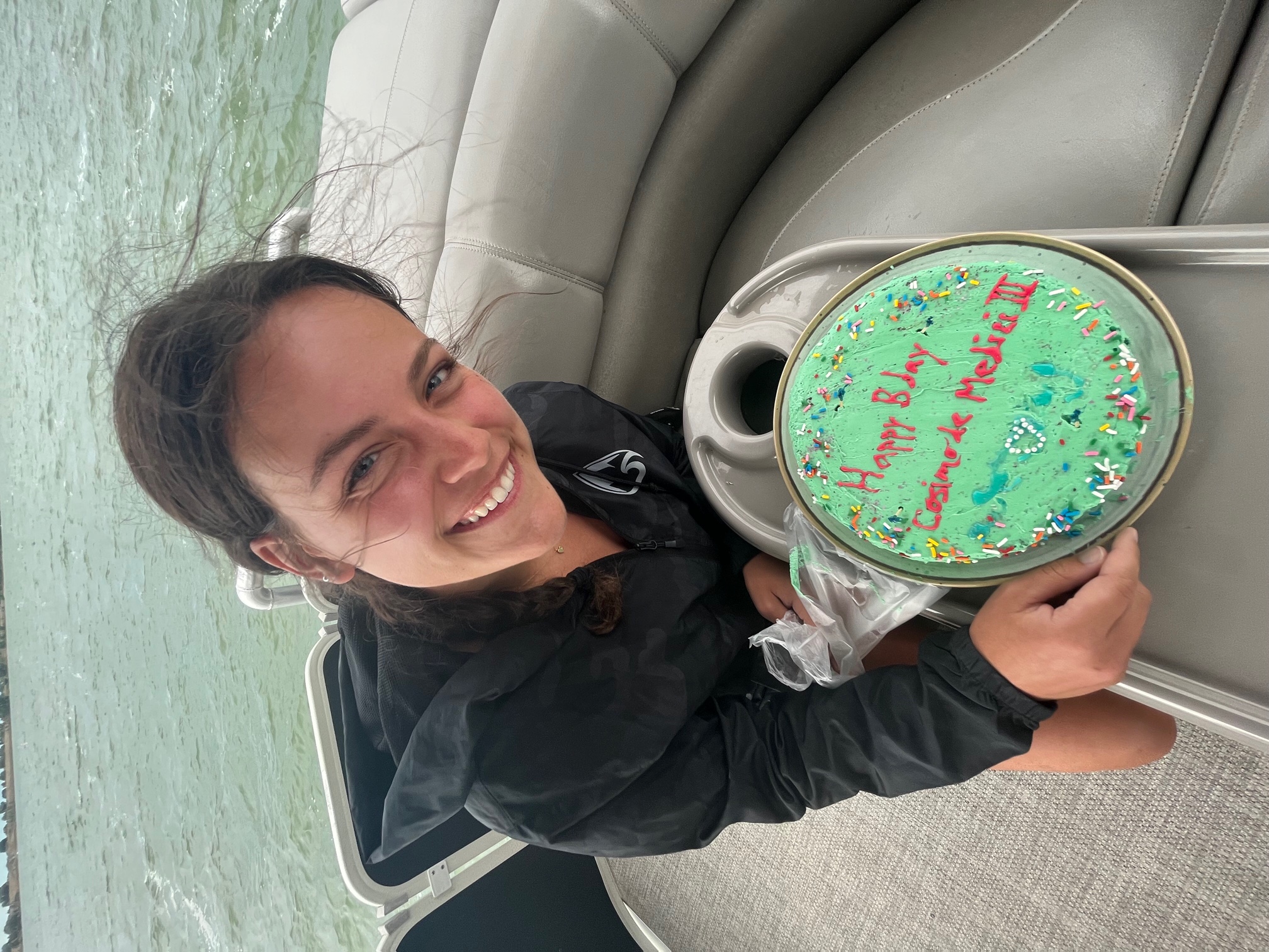 Corinna Kelly with cake